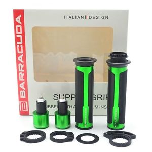 Motorcycle Handle bar CNC Grips w Bar Ends Green